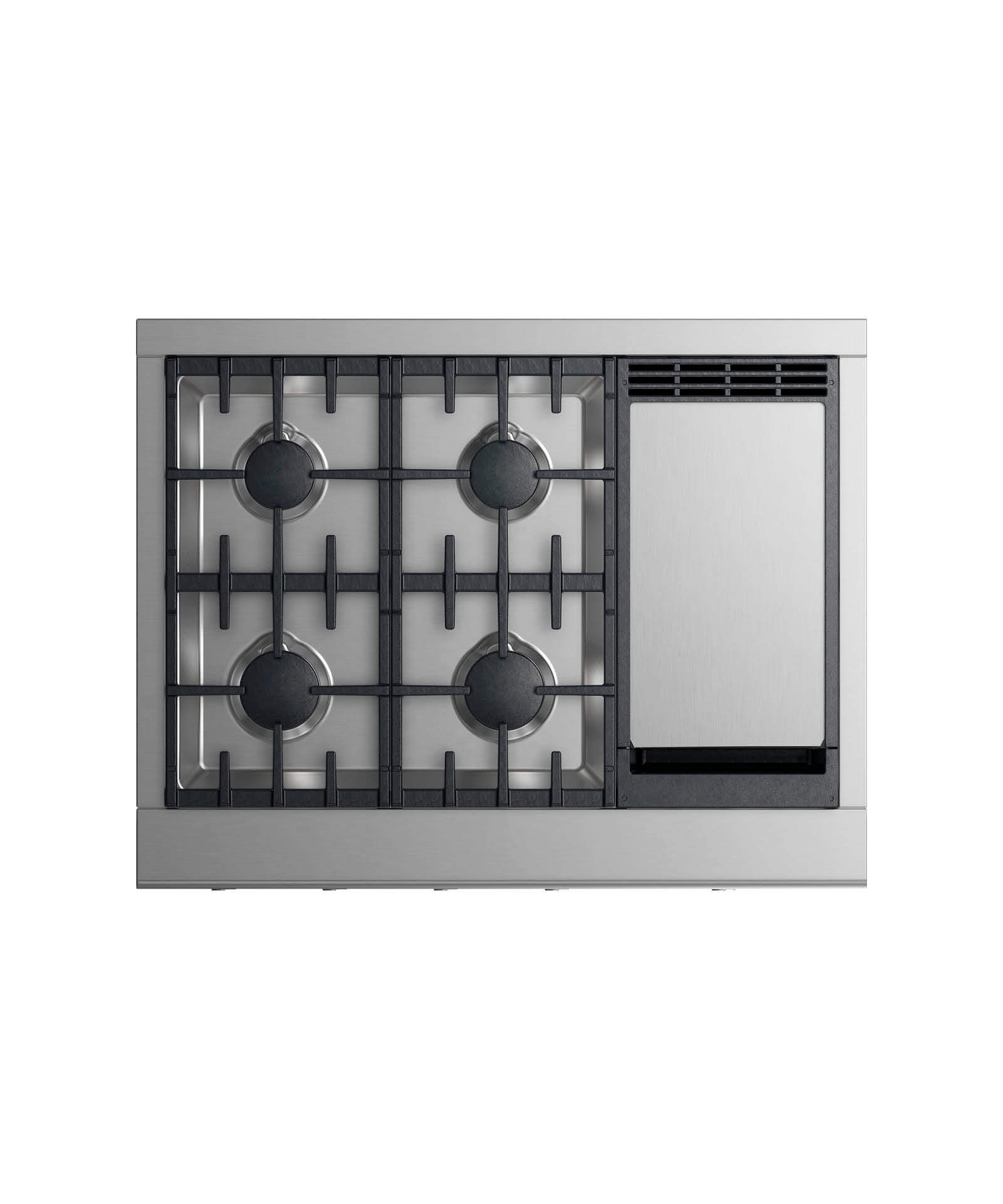 Fisher and Paykel 36" Professional Rangetop: 4 burners with griddle