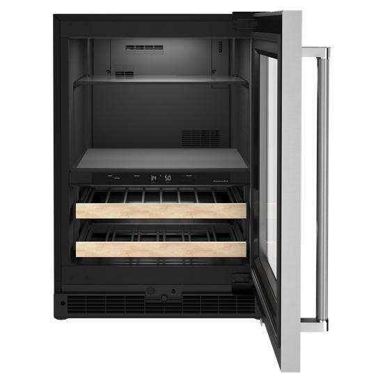KitchenAid KUBR214KSB 24" Beverage Center with Glass Door and Wood