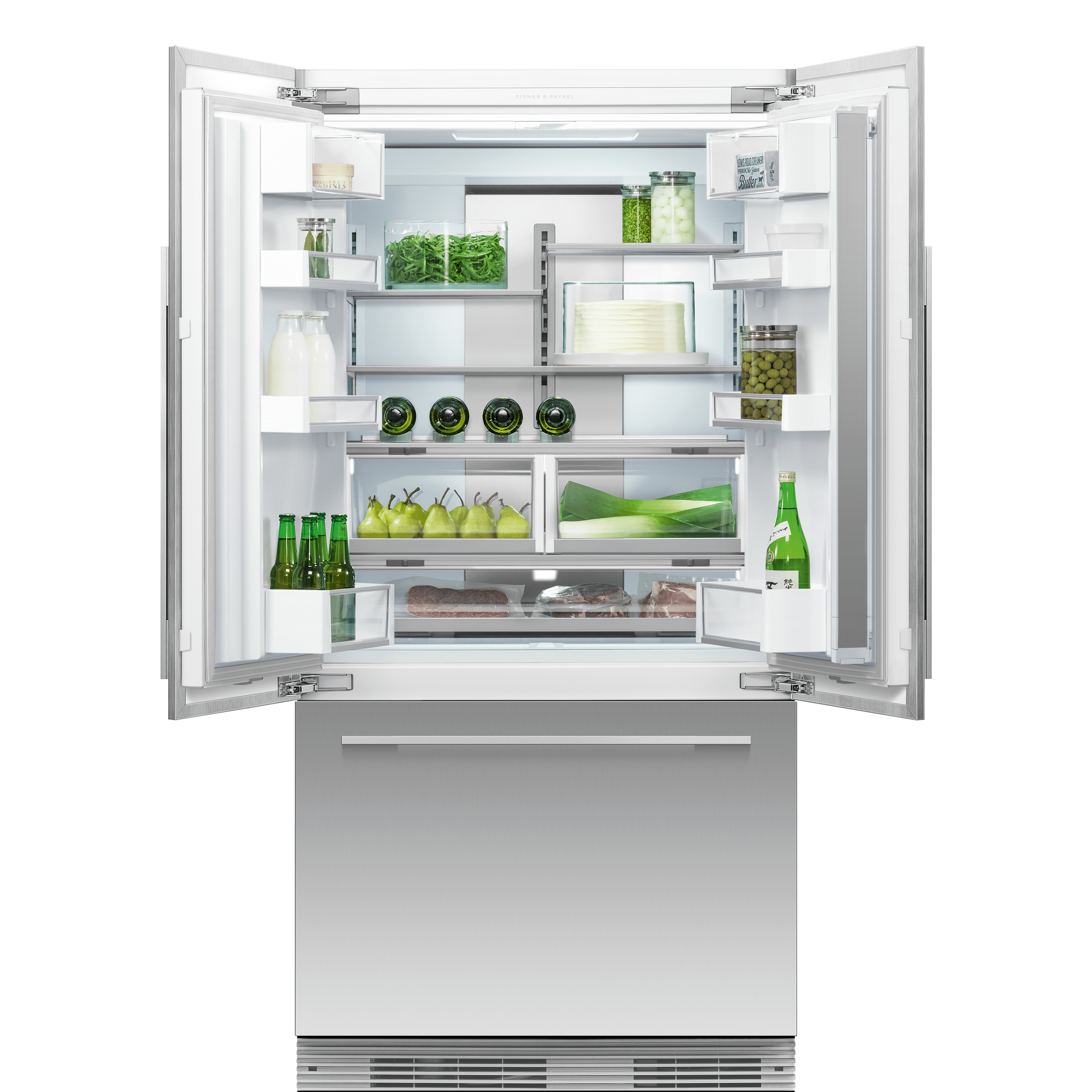 Model: RS36A72U1_N | Fisher and Paykel Integrated French Door Refrigerator Freezer, 36", 16.8 cu ft, Panel Ready, Ice &amp; Water