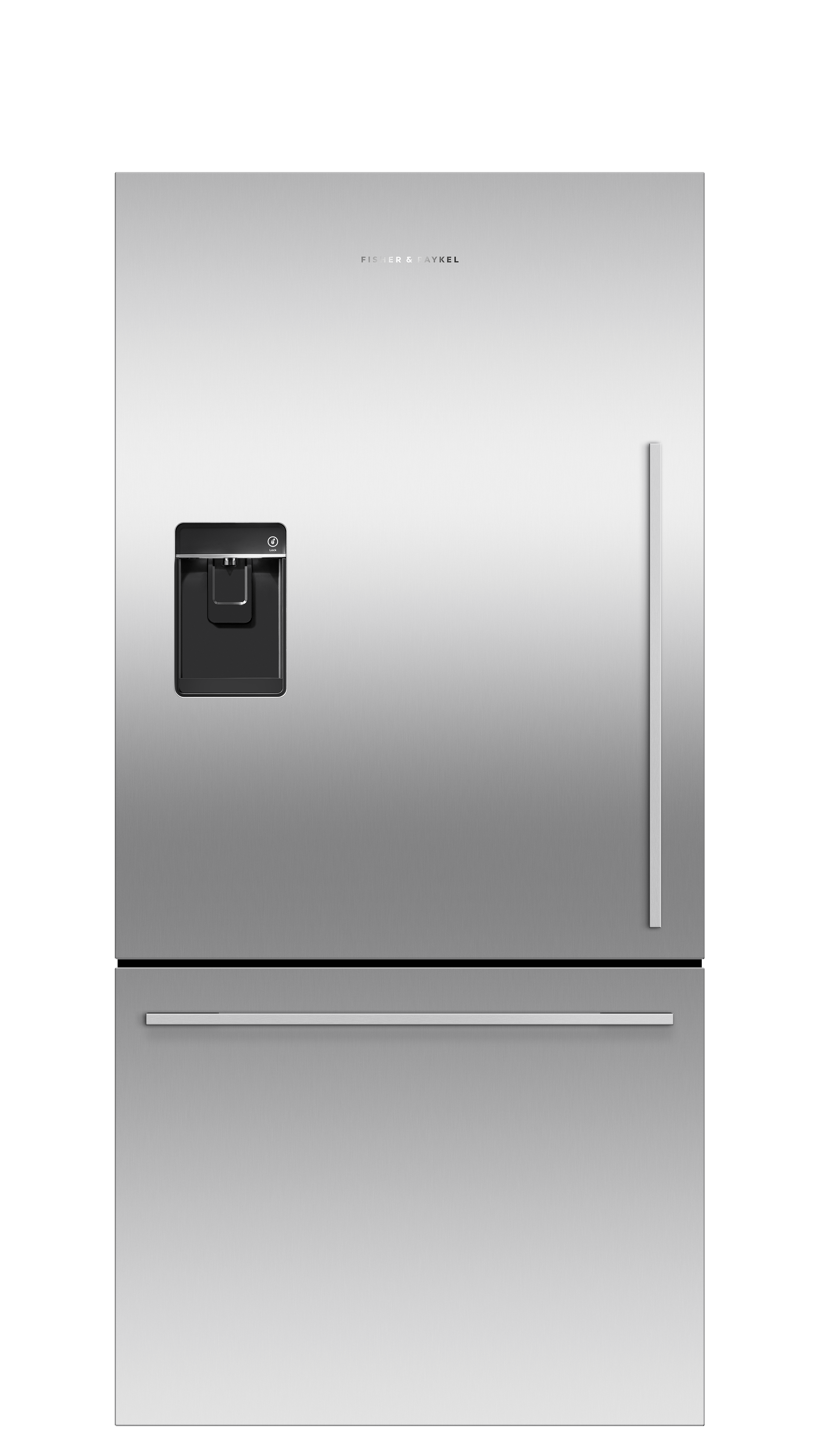 Model: RF170WDLUX5_N | Fisher and Paykel Counter Depth Refrigerator 17 cu ft, Ice &amp; Water