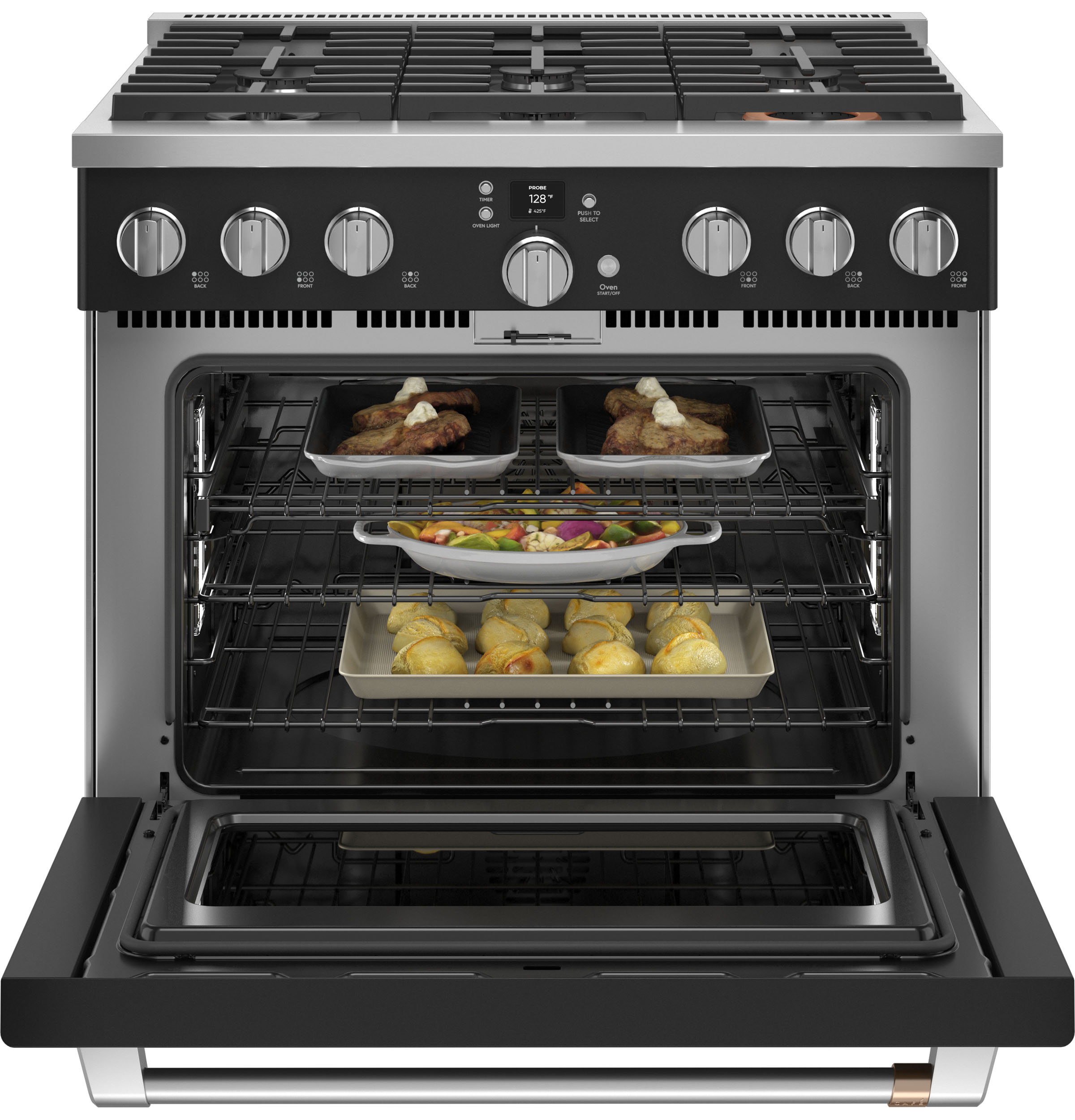 Cafe C2Y366P3TD1 Café™ 36" Smart DualFuel CommercialStyle Range with 6 Burners (Natural