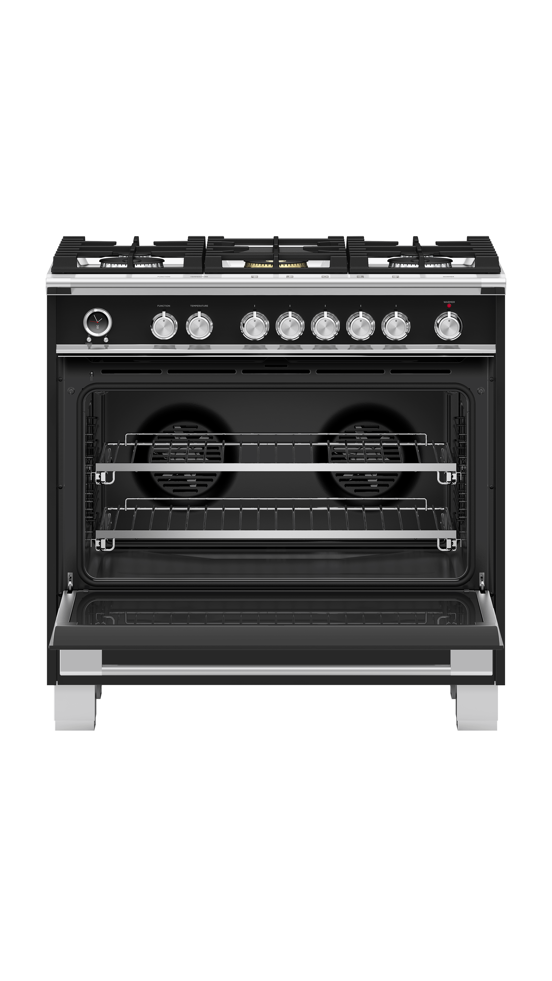 Fisher and Paykel Dual Fuel Range, 36", 5 Burners, Self-cleaning