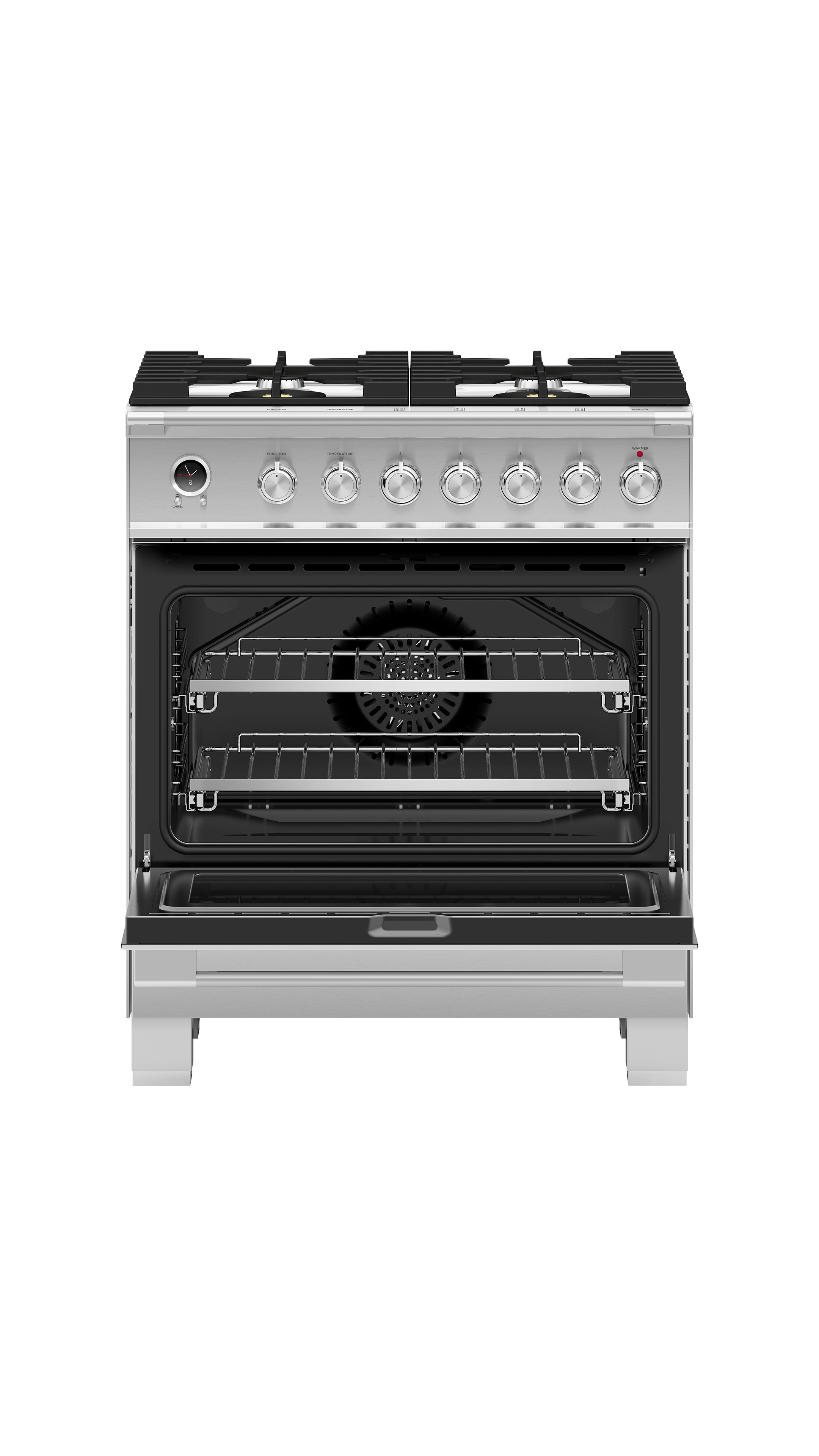 Fisher and Paykel Dual Fuel Range, 30", 4 Burners, Self-cleaning