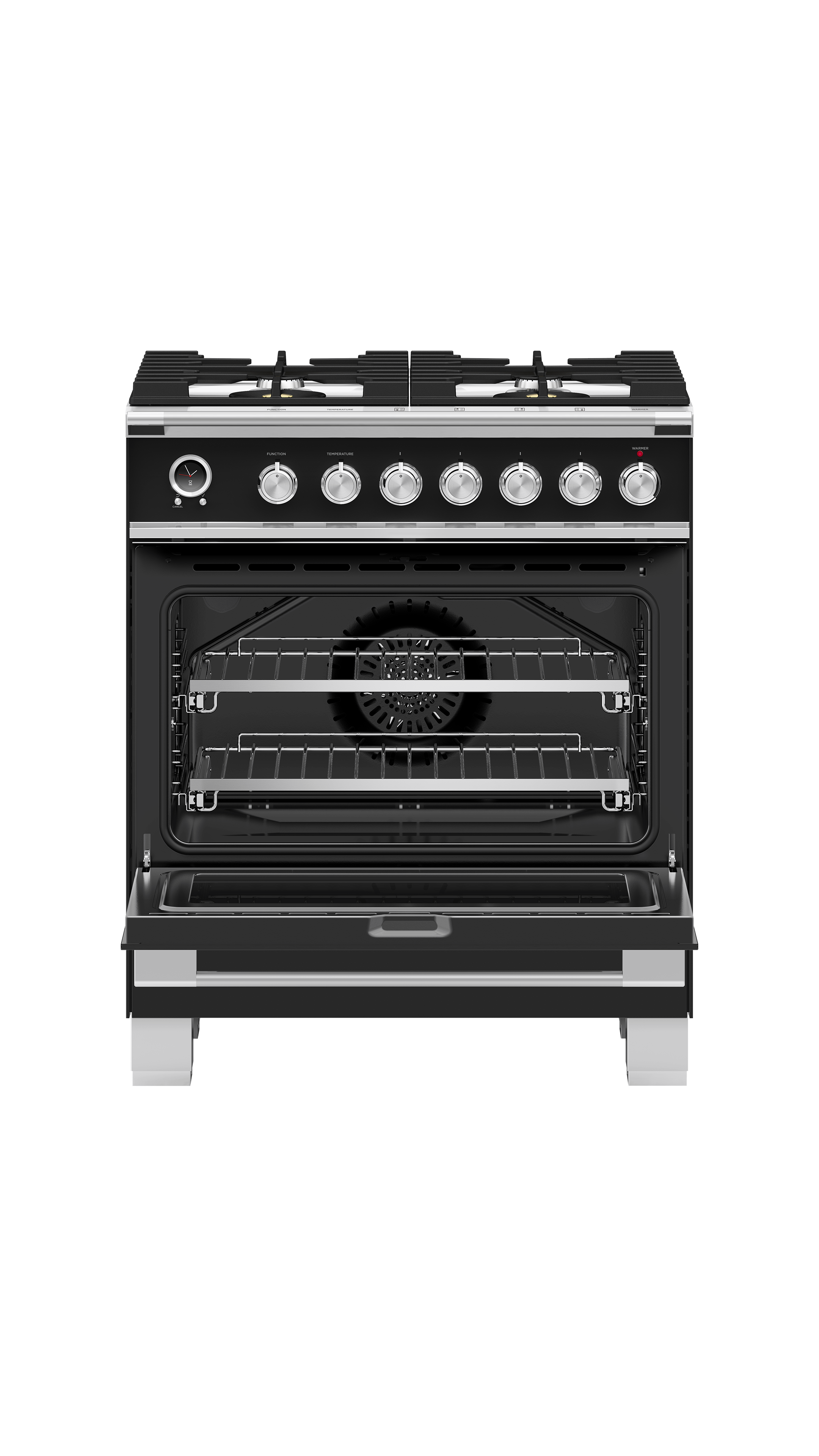 Fisher and Paykel Dual Fuel Range, 30", 4 Burners, Self-cleaning