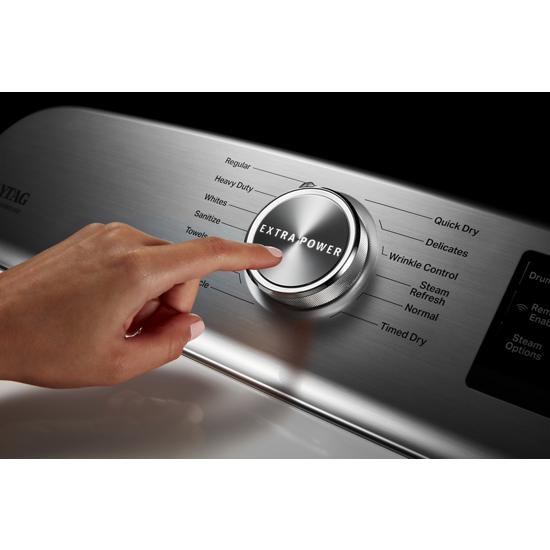Model: MGD7230HW - SD | Maytag Smart Top Load Gas Dryer with Extra Power Button - 7.4 cu. ft. (SCRATCH AND DENT)