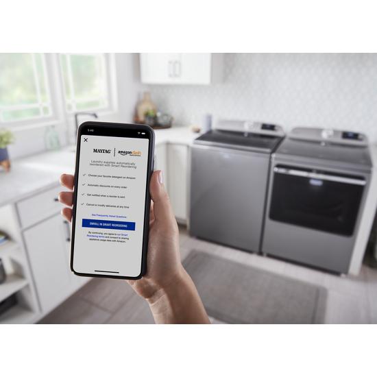 Model: MGD7230HW - SD | Maytag Smart Top Load Gas Dryer with Extra Power Button - 7.4 cu. ft. (SCRATCH AND DENT)