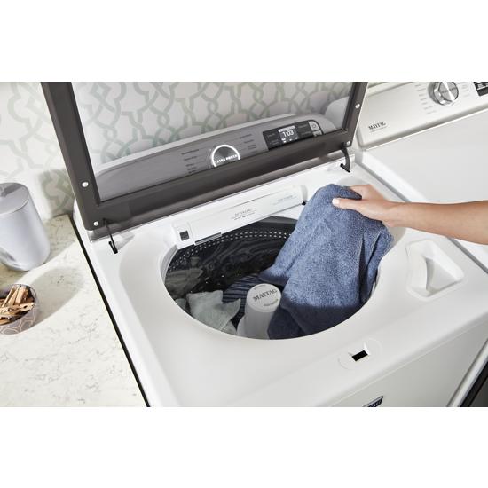 Model: MGD7230HW - SD | Maytag Smart Top Load Gas Dryer with Extra Power Button - 7.4 cu. ft. (SCRATCH AND DENT)