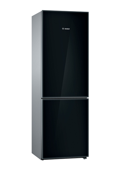 Bosch 800 Series Free-standing fridge-freezer with freezer at bottom, glass door