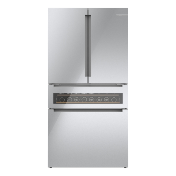 Bosch 800 Series, French Door Bottom Mount Refrigerator, Glass door, 36'', Stainless Steel