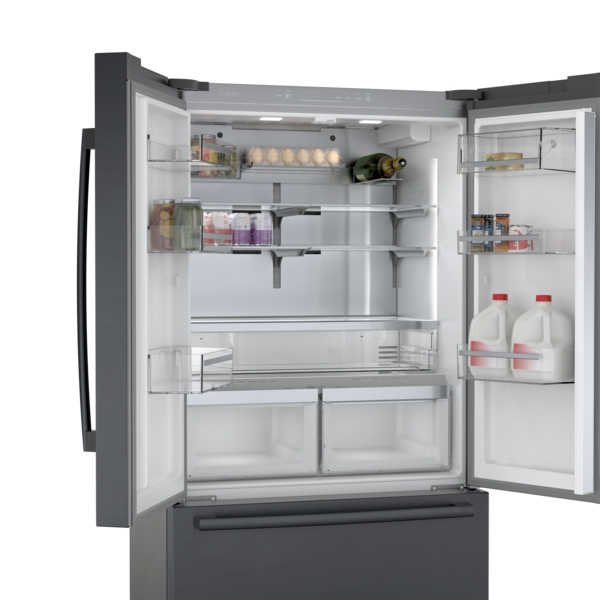 Model: B36CT80SNB - SD | Bosch 800 Series, French Door Bottom Mount Refrigerator, 36'', Black stainless steel