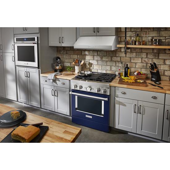 Model: KFDC500JIB | KitchenAid KitchenAid® 30'' Smart Commercial-Style Dual Fuel Range with 4 Burners