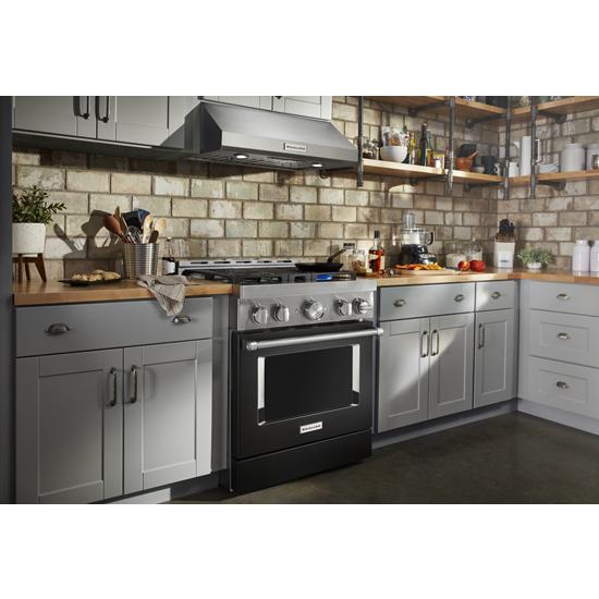 Model: KFGC500JBK | KitchenAid KitchenAid® 30'' Smart Commercial-Style Gas Range with 4 Burners