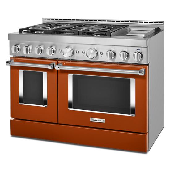 Model: KFGC558JSC | KitchenAid KitchenAid® 48'' Smart Commercial-Style Gas Range with Griddle