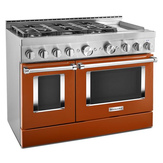 Model: KFGC558JSC | KitchenAid KitchenAid® 48'' Smart Commercial-Style Gas Range with Griddle