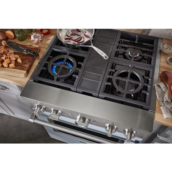 Model: KFDC500JMB | KitchenAid KitchenAid® 30'' Smart Commercial-Style Dual Fuel Range with 4 Burners