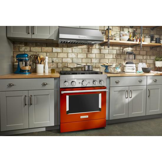 Model: KFDC500JSC | KitchenAid KitchenAid® 30'' Smart Commercial-Style Dual Fuel Range with 4 Burners