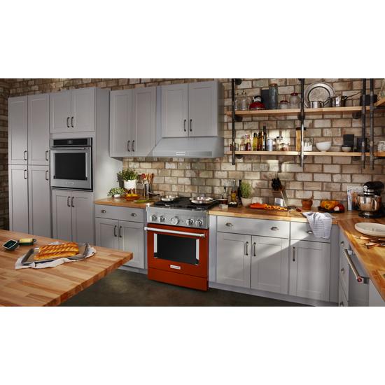 Model: KFDC500JSC | KitchenAid KitchenAid® 30'' Smart Commercial-Style Dual Fuel Range with 4 Burners