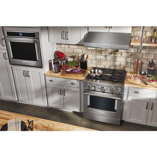 Model: KFDC500JSS | KitchenAid KitchenAid® 30'' Smart Commercial-Style Dual Fuel Range with 4 Burners