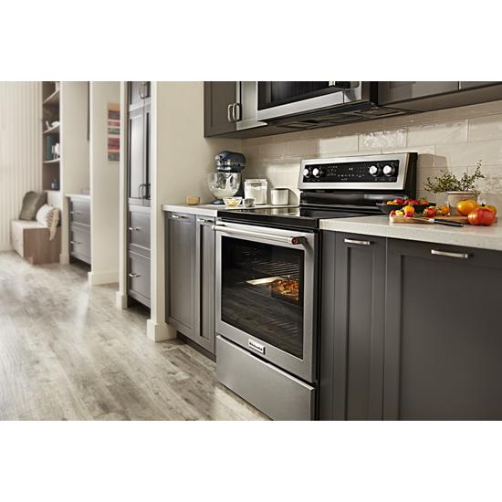 Model: KFEG504KPS | KitchenAid 30-Inch 5 Element Electric Convection Range with PrintShield™ Finish