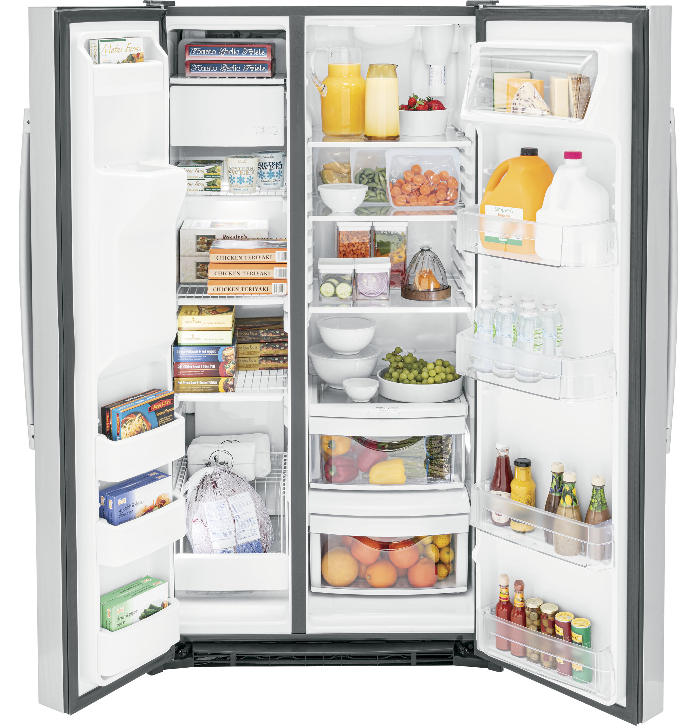 Model: GSS25GYPFS-OB | GE GE® 25.3 Cu. Ft. Side-By-Side Refrigerator