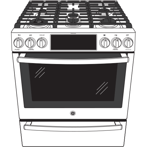 Model: PGS930YPFS | GE Profile GE Profile™ 30" Smart Slide-In Front-Control Gas Fingerprint Resistant Range with No Preheat Air Fry