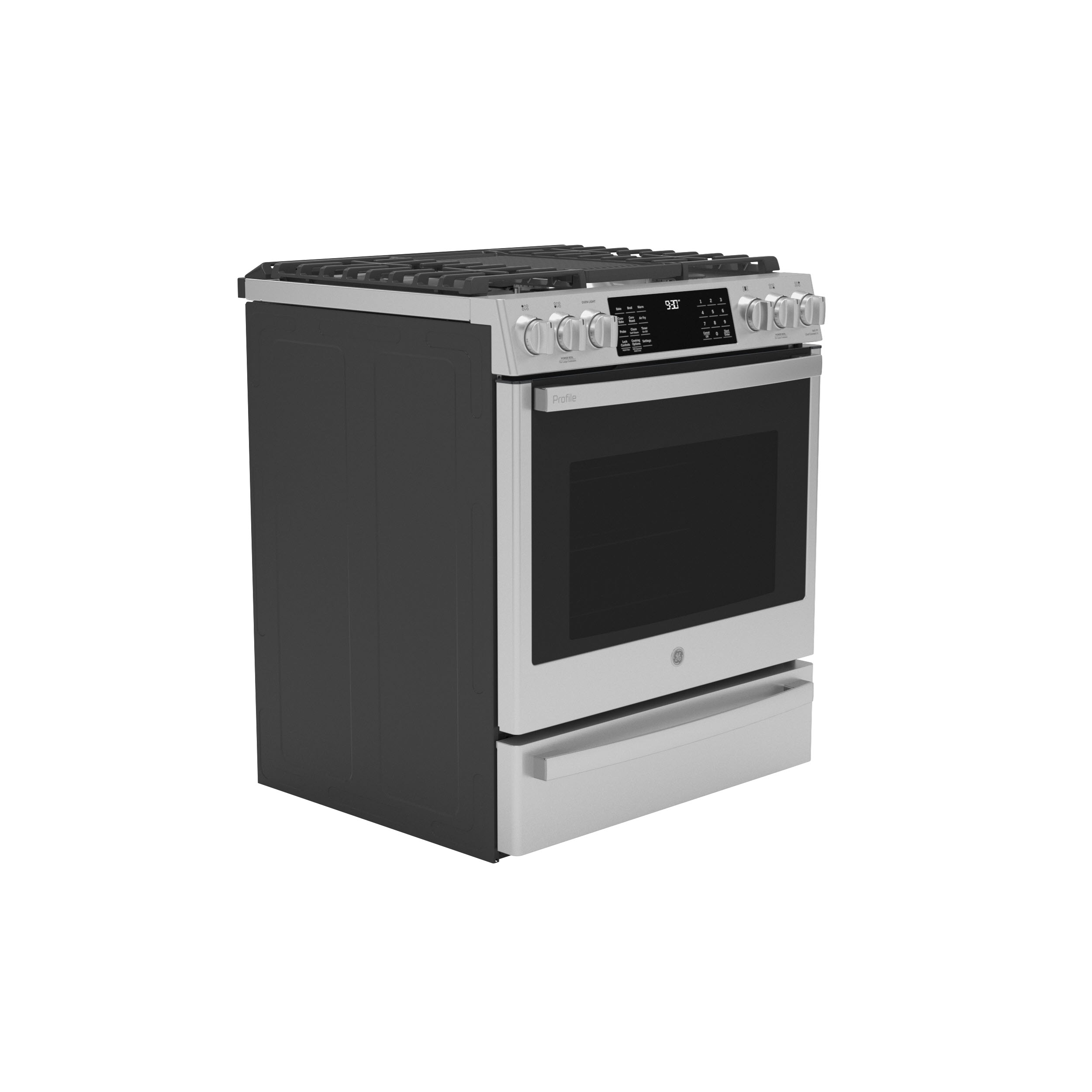 Model: PGS930YPFS | GE Profile GE Profile™ 30" Smart Slide-In Front-Control Gas Fingerprint Resistant Range with No Preheat Air Fry