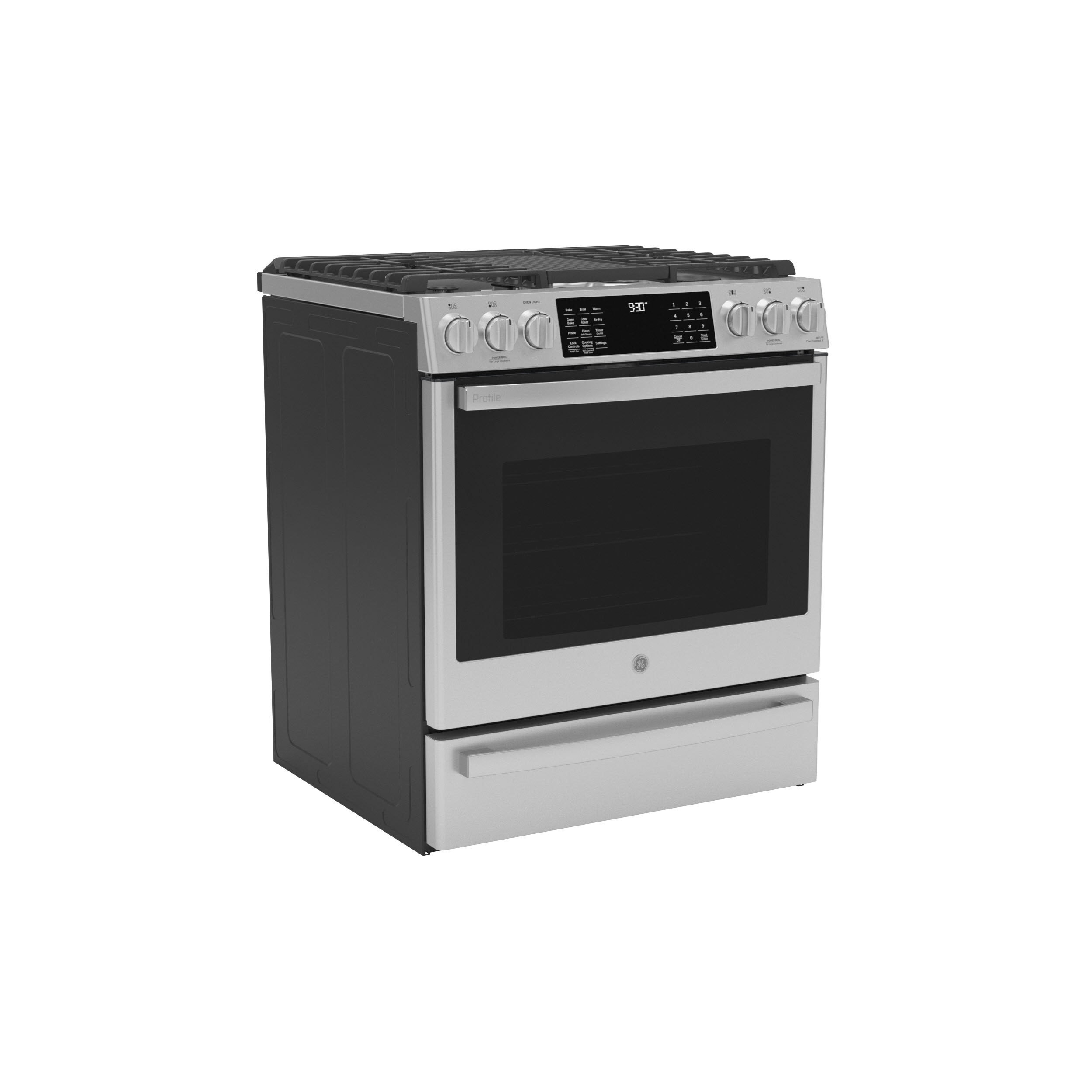 Model: PGS930YPFS | GE Profile GE Profile™ 30" Smart Slide-In Front-Control Gas Fingerprint Resistant Range with No Preheat Air Fry