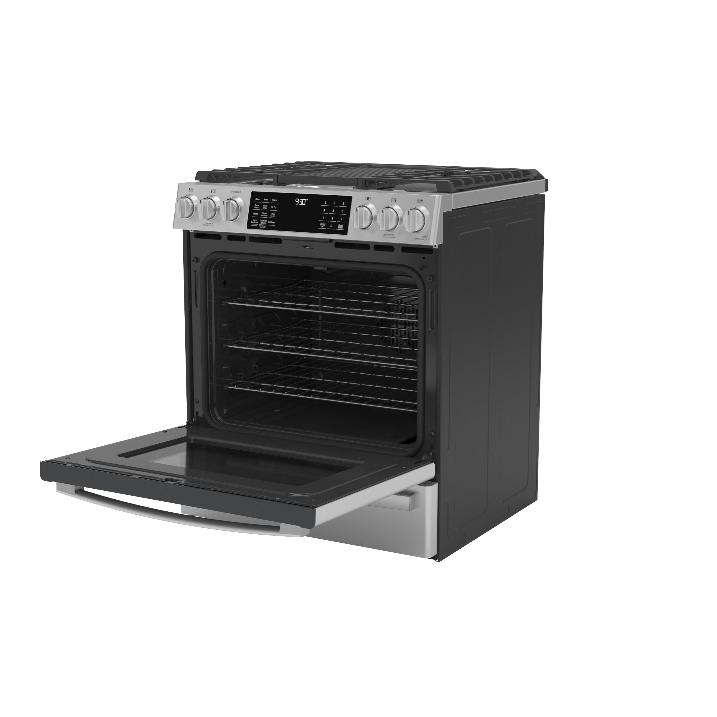 Model: PGS930YPFS | GE Profile GE Profile™ 30" Smart Slide-In Front-Control Gas Fingerprint Resistant Range with No Preheat Air Fry
