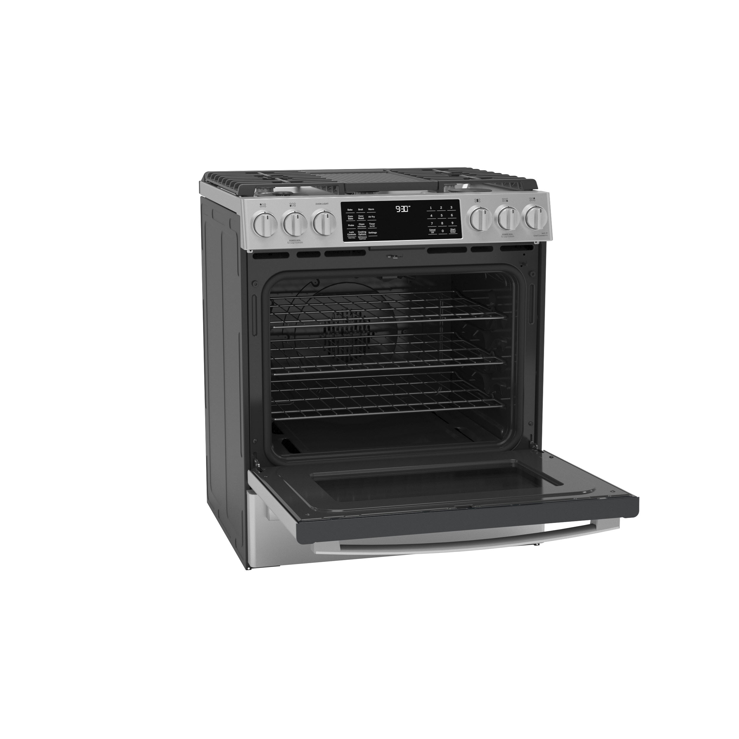 Model: PGS930YPFS | GE Profile GE Profile™ 30" Smart Slide-In Front-Control Gas Fingerprint Resistant Range with No Preheat Air Fry