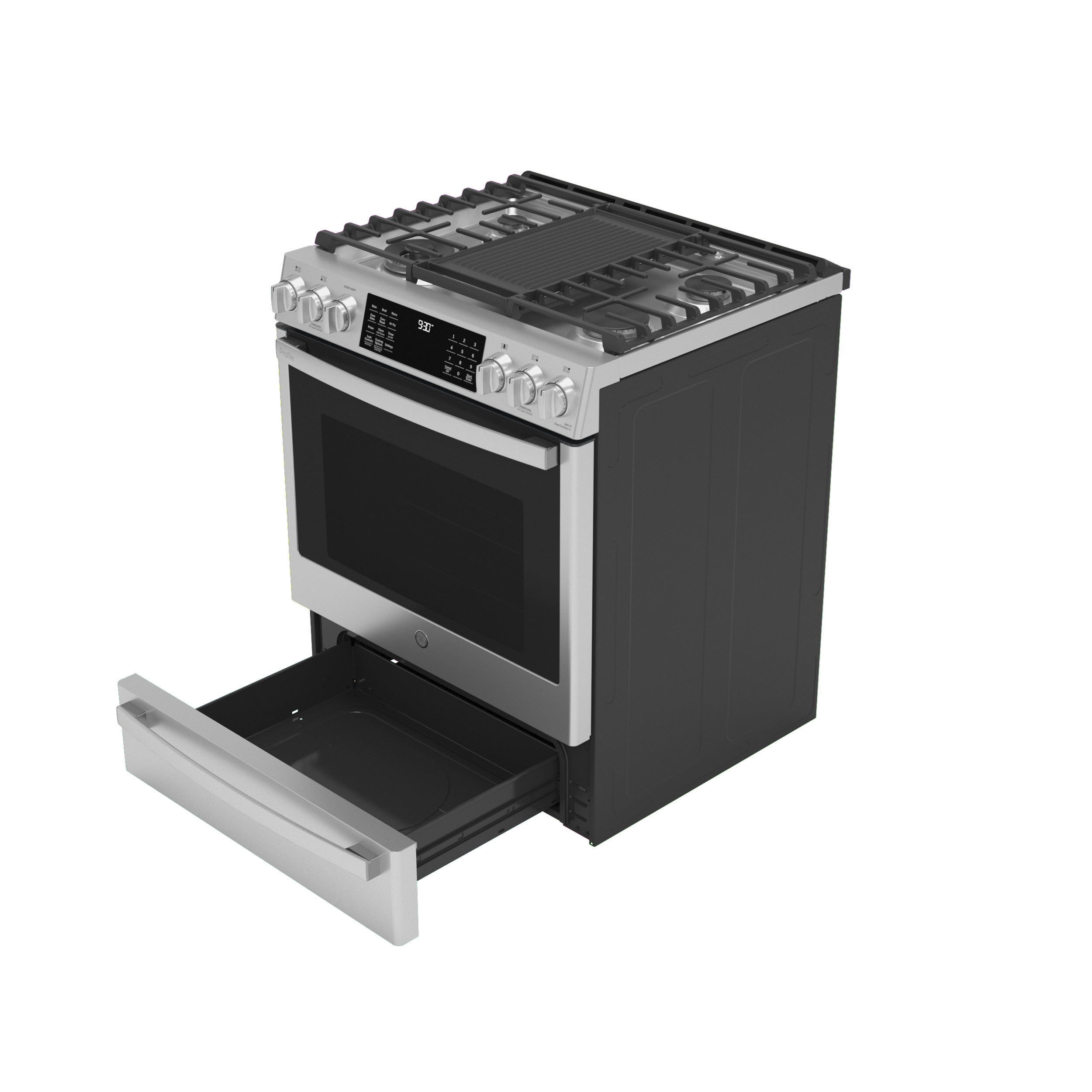 Model: PGS930YPFS | GE Profile GE Profile™ 30" Smart Slide-In Front-Control Gas Fingerprint Resistant Range with No Preheat Air Fry