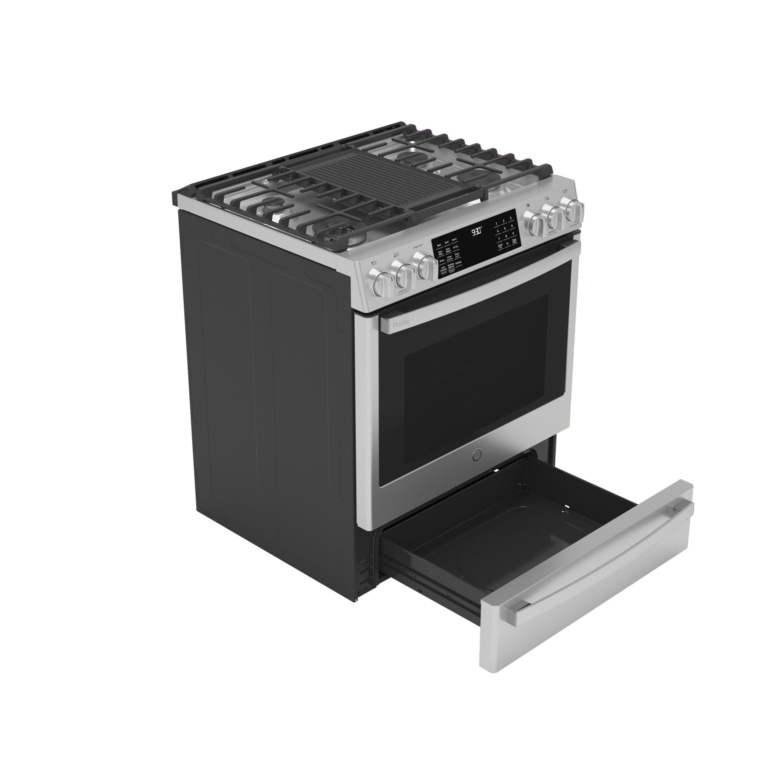 Model: PGS930YPFS | GE Profile GE Profile™ 30" Smart Slide-In Front-Control Gas Fingerprint Resistant Range with No Preheat Air Fry