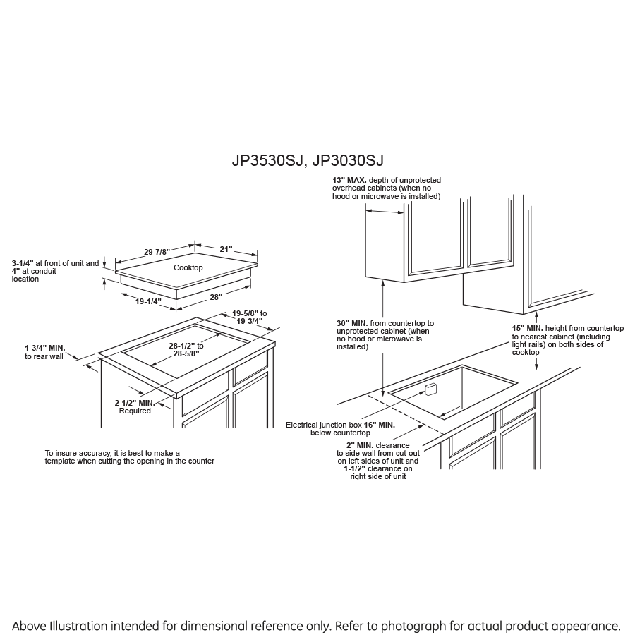 GE JP3030SJSS GE® 30" BuiltIn Knob Control Electric Cooktop
