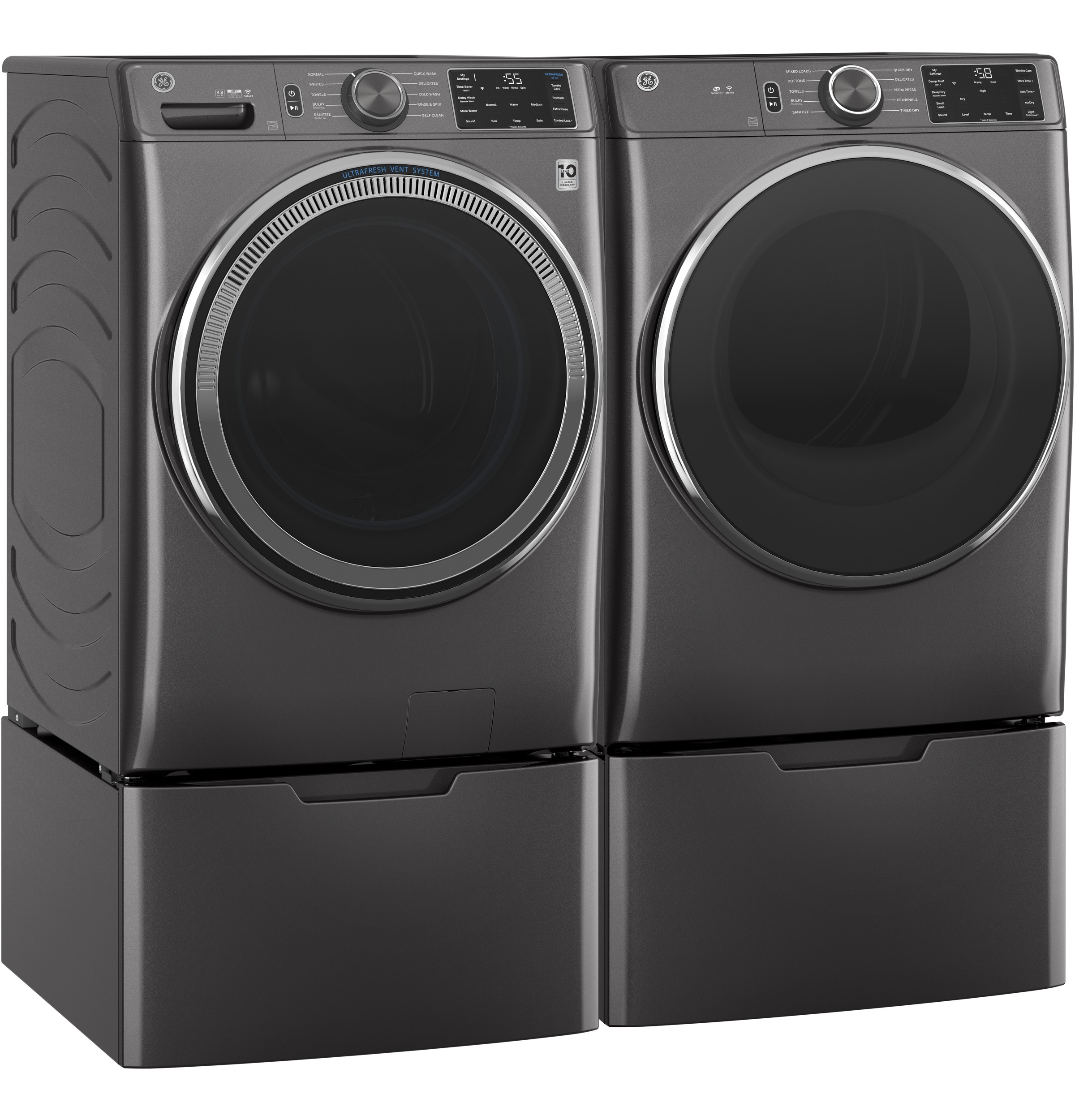 GE GFD55GSPNDG GE® 7.8 cu. ft. Capacity Smart Front Load Gas Dryer