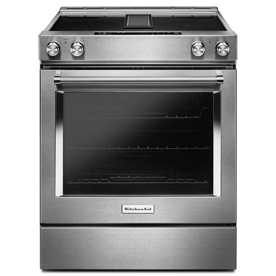 KitchenAid KSEG950ESS 30Inch 4Element Electric Downdraft SlideIn RangeKSEG950ESS