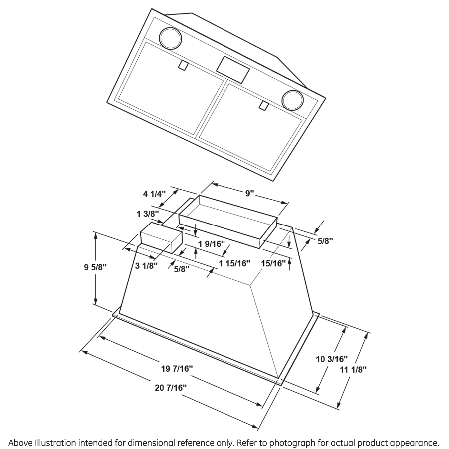 GE UVC7300SLSS 20” Custom Hood Insert w/ Dimmable LED Lighting