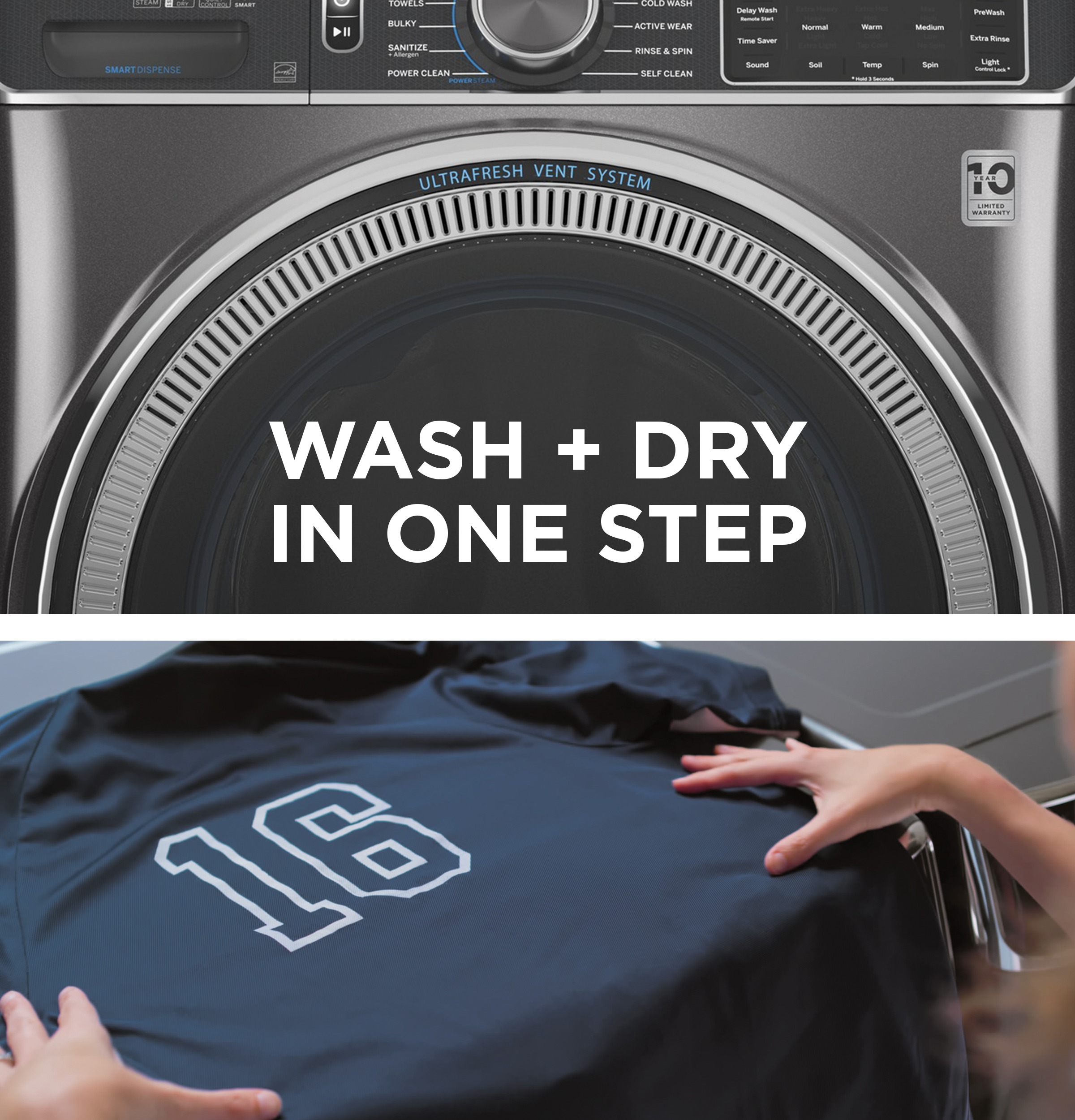 GE GFW850SPNDG GE® 5.0 cu. ft. Capacity Smart Front Load ENERGY