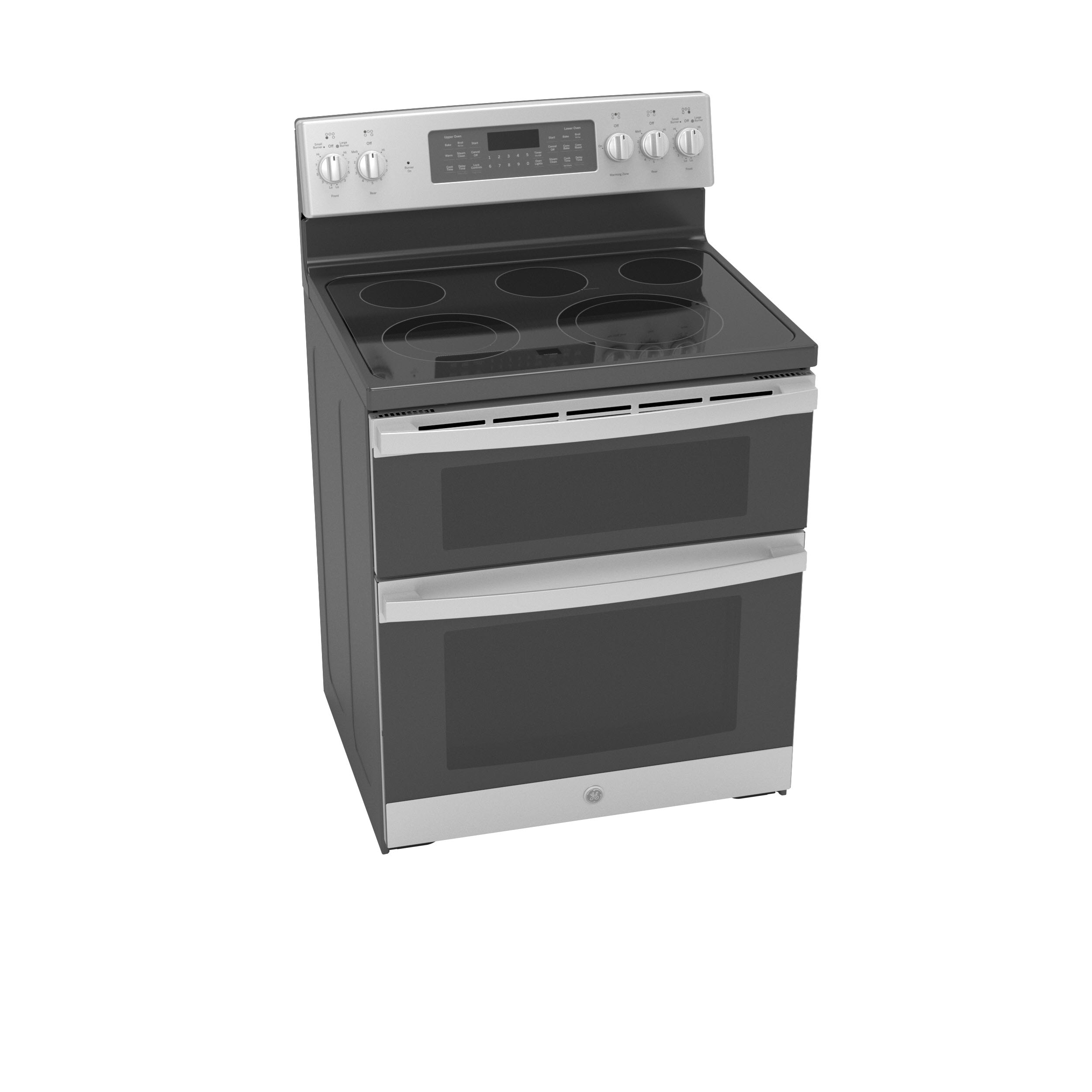 GE 30 in. 6.6 cu. ft. Freestanding Double Oven Electric Range in Stainless  Steel with Convection and Air Fry JBS86SPSS - The Home Depot