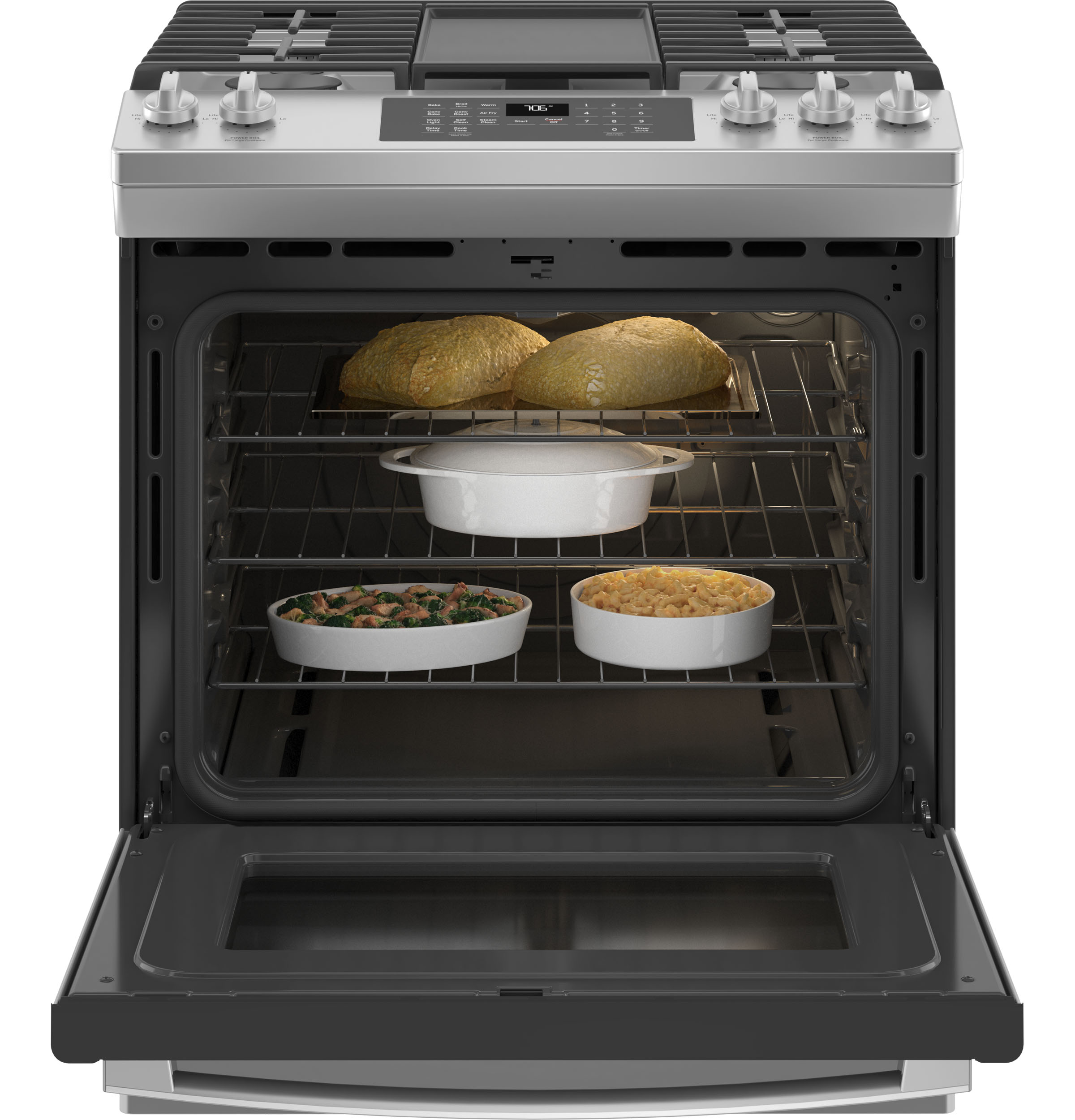 GE JGS760SPSS GE® 30" SlideIn FrontControl Convection Gas Range