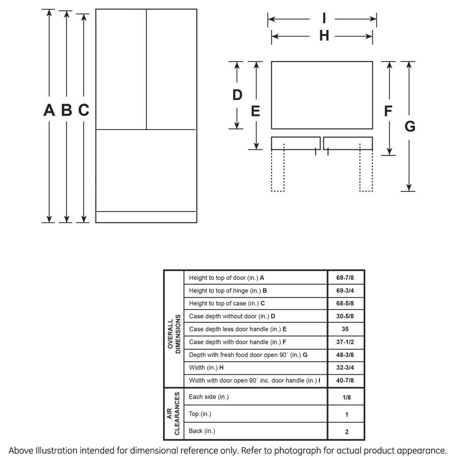 GE GFE24JYKFS GE® ENERGY STAR® 23.6 Cu. Ft. FrenchDoor