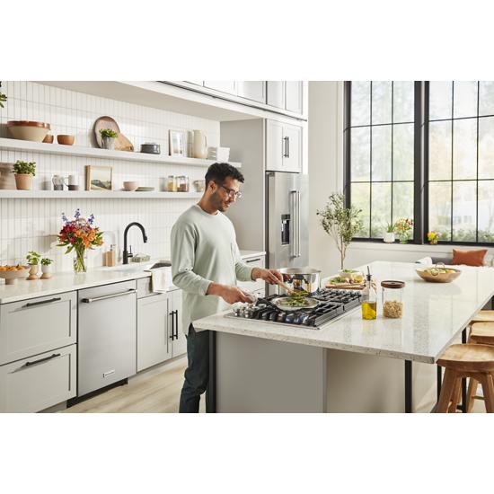 Model: KRFC704FPSSD | KitchenAid 23.8 cu. ft. 36" Counter-Depth French Door Platinum Interior Refrigerator with PrintShield™ Finish