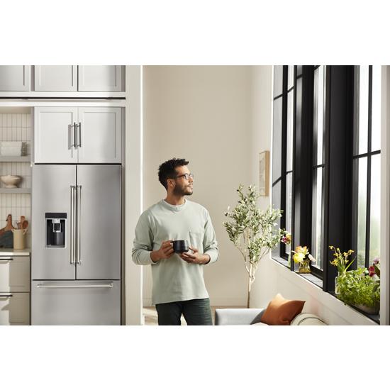 Model: KRFC704FPSSD | KitchenAid 23.8 cu. ft. 36" Counter-Depth French Door Platinum Interior Refrigerator with PrintShield™ Finish