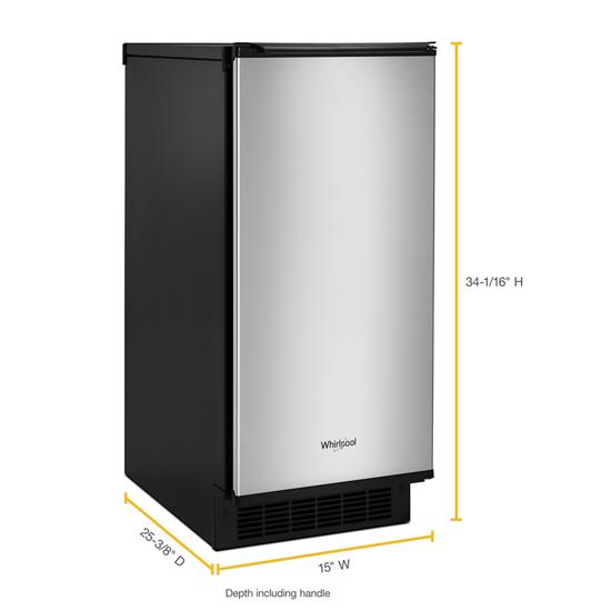 Model: WUI75X15HZ | Whirlpool 15-inch Icemaker with Clear Ice Technology