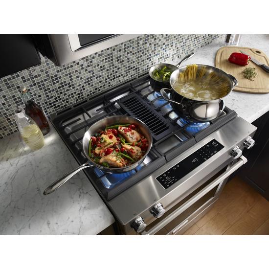KitchenAid KSDG950ESS 30Inch 4Burner Dual Fuel Downdraft SlideIn