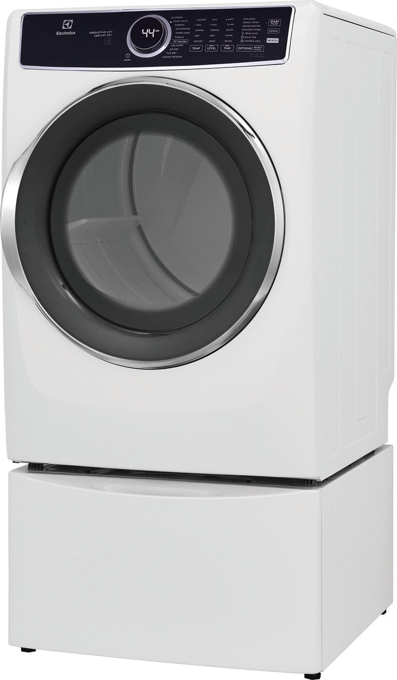 Model: ELFG7637BW | Electrolux Front Load Perfect Steam™ Gas Dryer with LuxCare® Dry and Instant Refresh – 8.0 Cu. Ft.