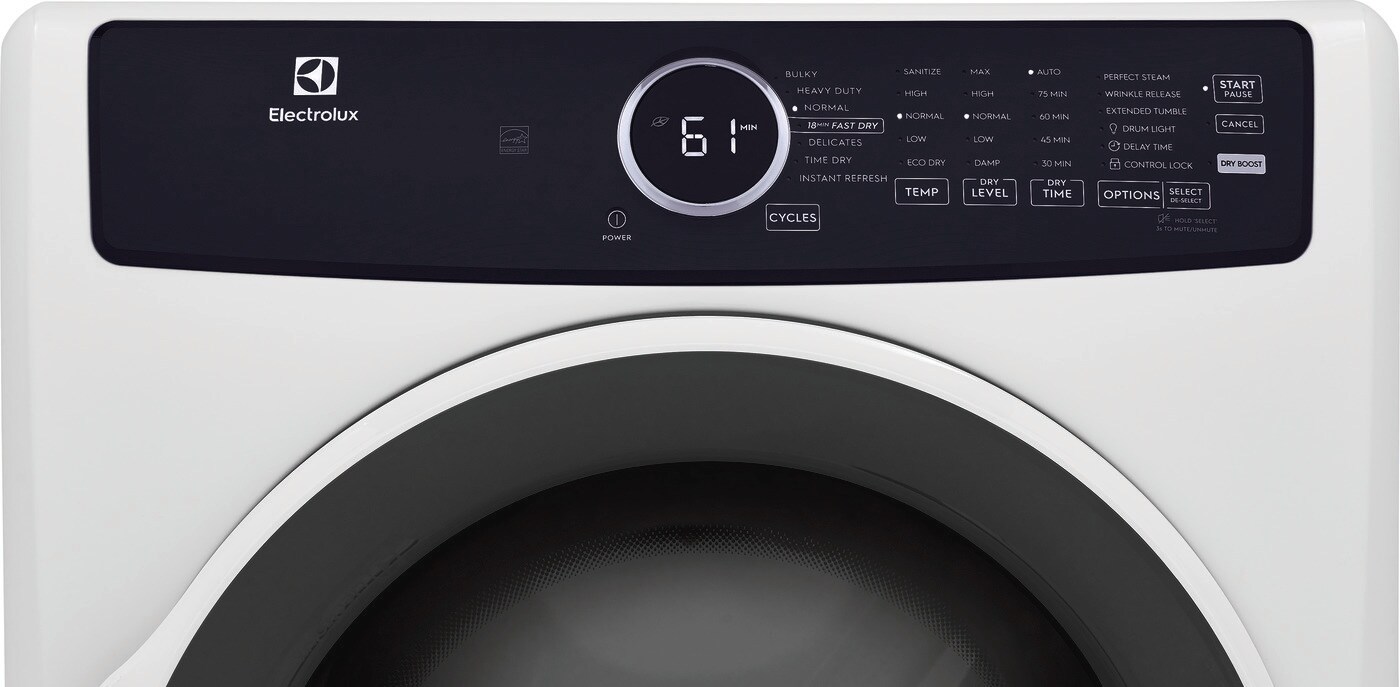Model: ELFE7437AW | Electrolux Front Load Perfect Steam™ Electric Dryer with Instant Refresh – 8.0 Cu. Ft.