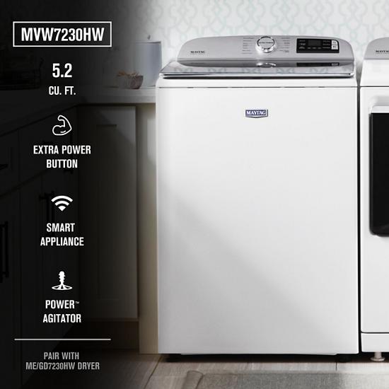 Model: MVW7230HW - USED  | Maytag Smart Top Load Washer with Extra Power Button - 5.2 cu. ft.