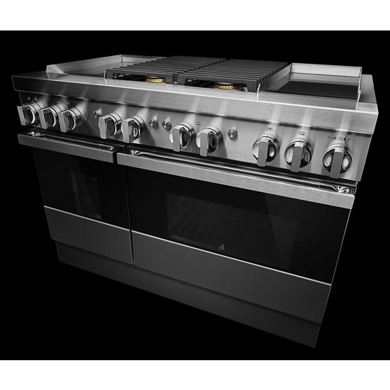 Model: JDRP848HM | Jenn-Air NOIR™ 48" Dual-Fuel Professional Range with Dual Chrome-Infused Griddles