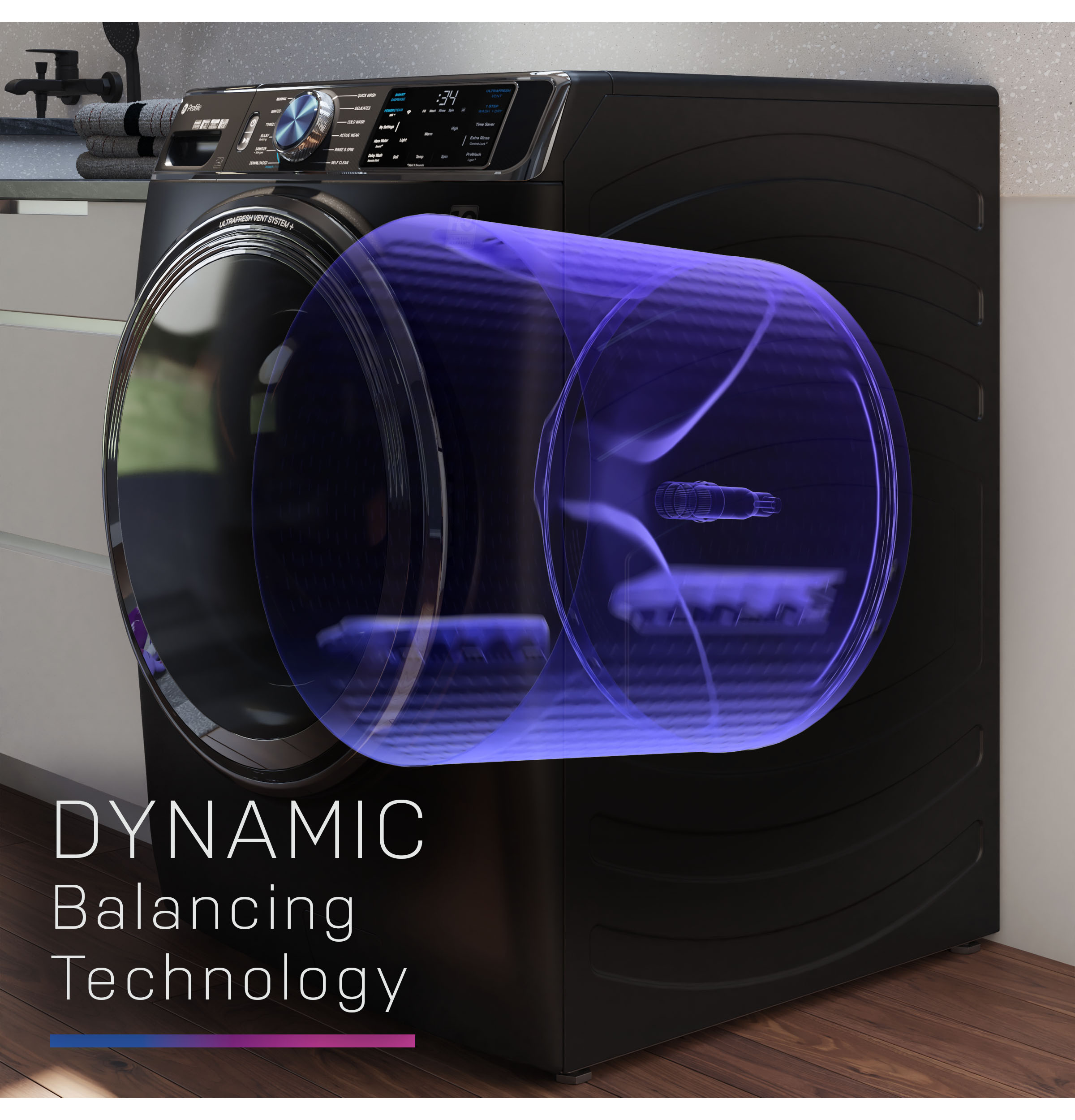 Model: PFW950SPTDSSD | GE Profile GE Profile™ 5.3 cu. ft. Capacity Smart Front Load ENERGY STAR® Steam Washer with Adaptive SmartDispense™ UltraFresh Vent System Plus™ with OdorBlock™