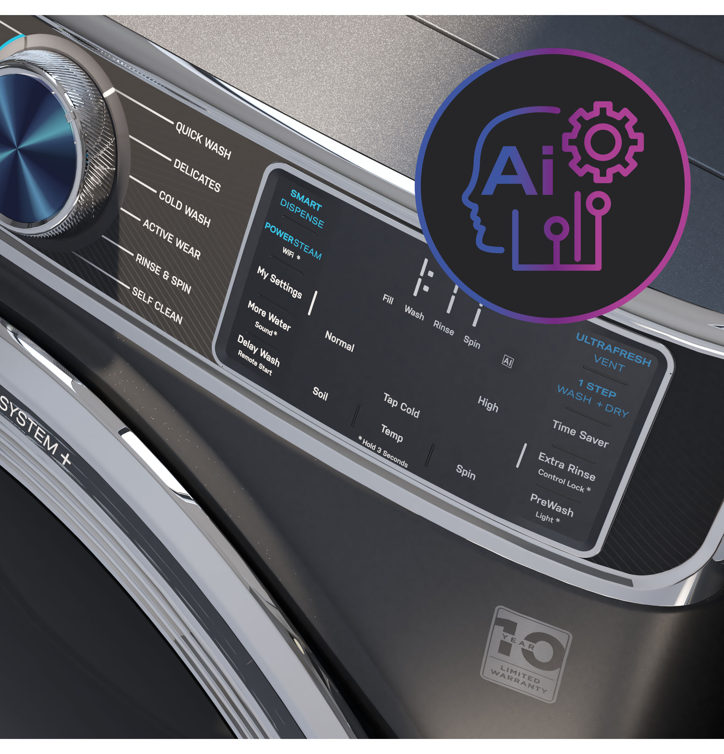 Model: PFW950SPTDSSD | GE Profile GE Profile™ 5.3 cu. ft. Capacity Smart Front Load ENERGY STAR® Steam Washer with Adaptive SmartDispense™ UltraFresh Vent System Plus™ with OdorBlock™