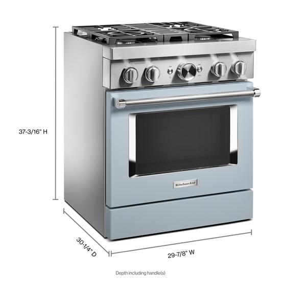 Model: KFDC500JMB | KitchenAid KitchenAid® 30'' Smart Commercial-Style Dual Fuel Range with 4 Burners